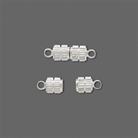 Silver Plated 11x5mm Corrugated Oval Magnetic Clasp 1 set