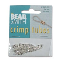 Silver Plated 2x2mm Crimp Tubes - 100pc
