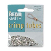Silver Plated 2.5x2.5mm Crimp Tubes - 100pc