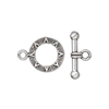 Antique Silver Plate 14mm Starburst Toggle, 1pc