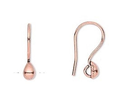 20 gauge Antique Copper Copper Earwire, 5x4mm fishhook w/ teardrop - 10 pairs