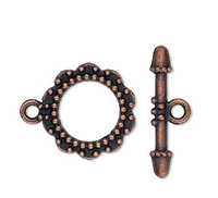 20mm Antique Copper Toggle Clasp w/ Dotted Design- 1pc.