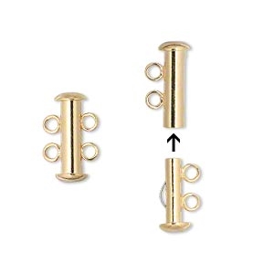 Gold Plated 18mm 2 Strand Slide Lock Tube Clasp 1pc