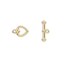 Gold Plated 12x12mm Heart Toggle 1 set