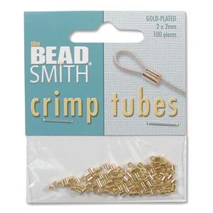 Gold Plated 2x2mm Crimp Tubes 100pc