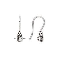 Antique Silver 22mm Fishhook w/8mm Teardrop 2pr