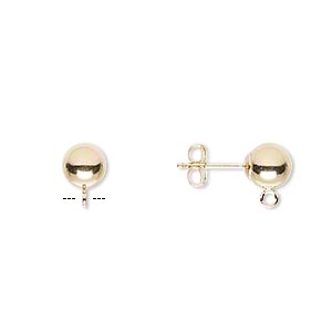 Gold Filled Earstud with 6mm Ball & Loop 1pr