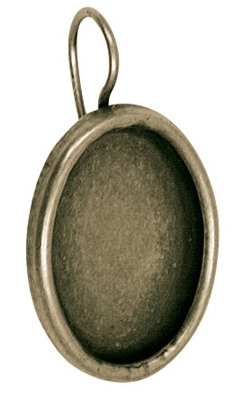 Antique Brass Oval Bezel Earrings