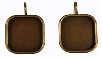 Antique Brass Square Bezel Earrings