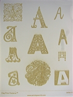Letter 'A' Clay Print Pattern - 4x5"