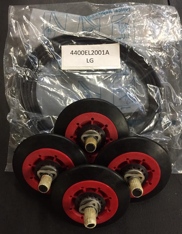 4 Pack Roller Wheels 4581EL2002A And Belt 4400EL2001A Kit For LG Dryer