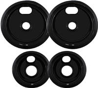 W10288051, AP4507828, PS2377787 Set Of 4 Black Porcelain Drip Pans For Whirlpool Range (Fits Models: FDU, CRE, MER, RC8, JE3 And More)
