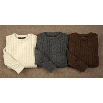 SHOW SPECIAL: MS376 Men's Brushed Cable Crew - Tobacco XXL Only