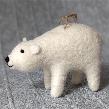 RF671 Needle Felt Polar Bear Ornament