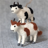 RF677 Needle Felt Cow Ornament