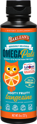 Barlean's Kid's Omega Pals Hooty Fruity Tangerine Fish Oil + Eye Nutrition  8 oz