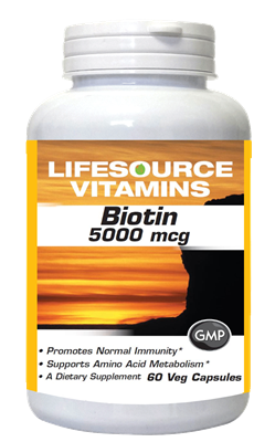 Biotin - 60 Veg Caps - 5 mg (5,000 mcg) - Vitamin B7