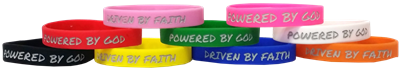 Driven by Faith & Powered By God Bracelet ~ 10 Pack RANDOM Assorted Sizes and Colors
