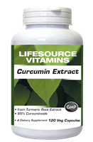 Curcumin from Standardized Turmeric Root Extract  120 Veg Capsules - 665mg VALUE SIZE