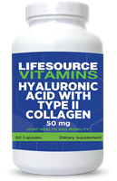 Hyaluronic Acid 50 mg w/Type II Collagen - 60 Capsules -60 Servings