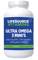 Ultra  Omega 3 MINI's - 120 Softgels - 60 Servings of 660 mg EPA- 310 mg DHA