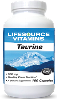 Taurine 500 mg. (Free Form) - 100 Capsules