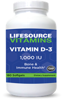 Vitamin D-3 25 mcg (1,000 IU) - 180 Softgels