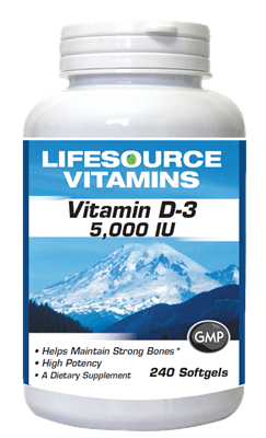 Vitamin D-3 125 mcg (5000 IU) 240 Softgels- VALUE SIZE