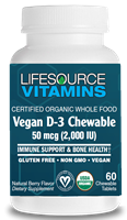 Vitamin D-3 50 mcg (2,000 IU) -VEGAN - 60 Chewable Tablets