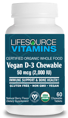 Vitamin D-3 50 mcg (2,000 IU) -VEGAN - 60 Chewable Tablets