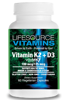 Vitamin K2 100 mcg + D3 125 mcg - 60 Vegetarian Capsules
