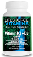 Vitamin K2 100 mcg + D3 125 mcg - 120 Vegetarian Capsules **VALUE SIZE**