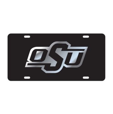 Oklahoma State Mirrored License Plate-Black