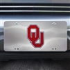 Oklahoma Sooners Die Cast Silver Metal Licence Plate with Colored Chrome Emblem