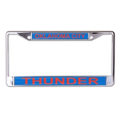 NBA Oklahoma City Thunder Licence Plate Frame Blue & Orange Mirrored
