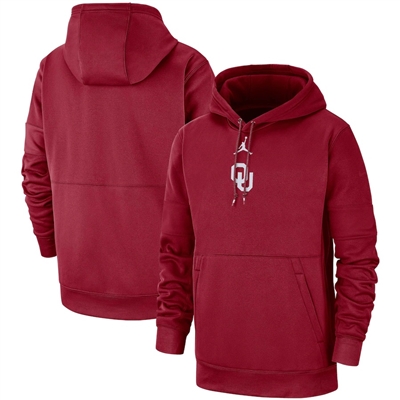 Men's Jordan Brand Crimson Oklahoma Sooners Practice Performance Pullover Hoodie