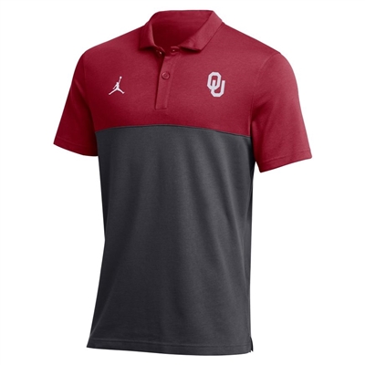 Oklahoma Sooners  Jordan 2022 Coaches Polo - Crimson / Grey