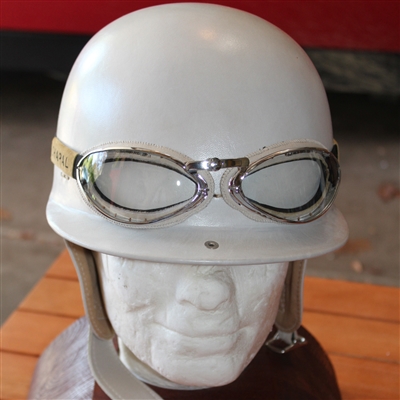 Chapal 1950's Retro Racing Helmet - Painted White Ecru Factory Flawed