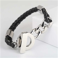 Black Braid and Chain Bracelet