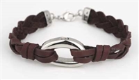Brown Leather Bracelet With D-Shaped Pendant