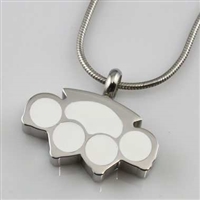 Large Silver and White Paw Print