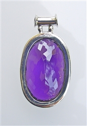 faceted oval amethyst astrological pendant