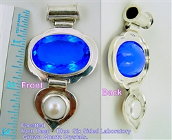 blue quartz and pearl pendant