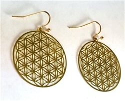 ER-01-25 Flower of Life 18k Gold Plated 25mm Earrings