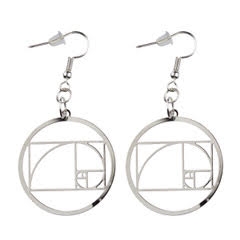 ER-06-S-PK Golden Ratio Silver Plated 30mm Earrings