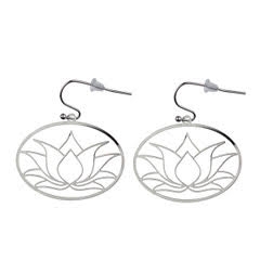 Silver Lotus Earrings