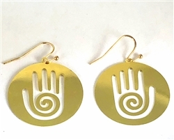 ER-13-25 Reiki Hand 18k Gold Plated 25mm Earrings