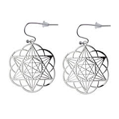 ER-19-S Star Merkaba Silver Plated 30mm Earrings