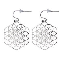 ER-21-S expanded Flower of Life 30mm Earrings silver Plated