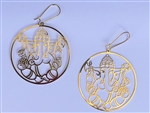 ER-268 Ganesh 18k Gold Plated 2" Earrings